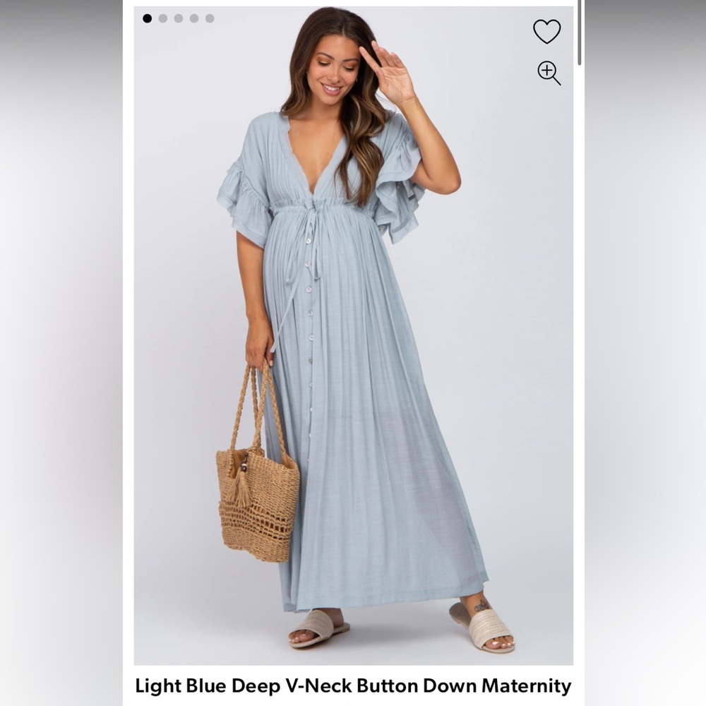 PinkBlush Maternity light blue flowy dress